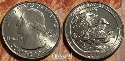 США 25 центов 2017 D, 40 парк, KM# 657, 502s-101