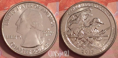 США 25 центов 2017 года D, 40 парк, KM# 657, UNC, 138k-074