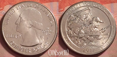 США 25 центов 2017 года P, 40 парк, KM# 657, UNC, 138k-076