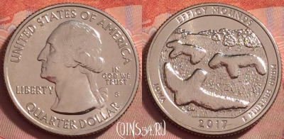 США 25 центов 2017 S, 36 парк, KM# 653, UNC, 138k-055