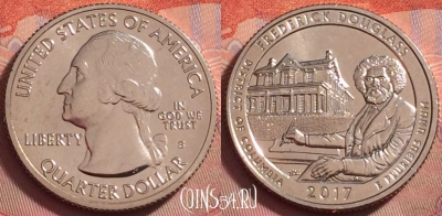 США 25 центов 2017 года S, 37 парк, KM# 654, UNC, 138k-040