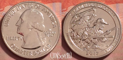США 25 центов 2017 S, 40 парк, KM# 657, UNC, 138k-044