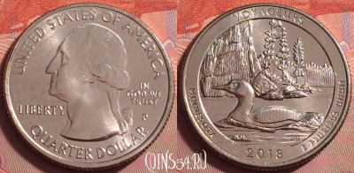 США 25 центов 2018 года P, 43 парк, UNC, 049k-052