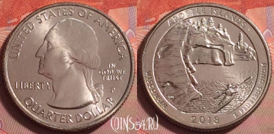 США 25 центов 2018 года P, 42 парк, UNC, 049k-083
