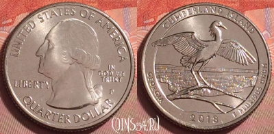 США 25 центов 2018 года P, 44 парк, UNC, 049k-128