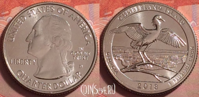 США 25 центов 2018 года D, 44 парк, UNC, 049k-150