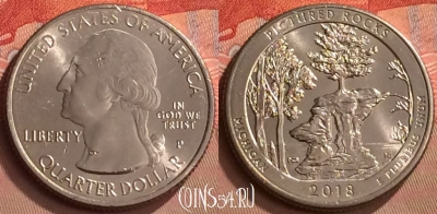 США 25 центов 2018 года P, 41 парк, UNC, 253m-140