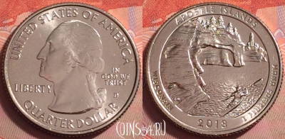 США 25 центов 2018 года D, 42 парк, UNC, 049k-010