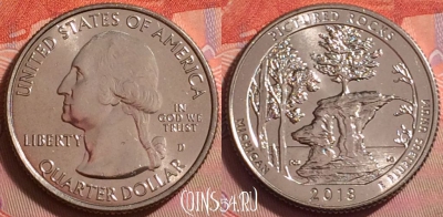 США 25 центов 2018 года D, 41 парк, UNC, 049k-036