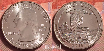 США 25 центов 2018 года D, 45 парк, UNC, 049k-044