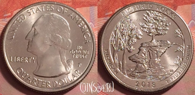 США 25 центов 2018 года P, 41 парк, UNC, 049k-092