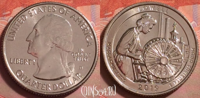 США 25 центов 2019 года D, 46 парк, UNC, 049k-145