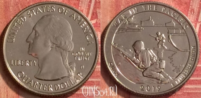 США 25 центов 2019 года D, 48 парк, UNC, 220m-034