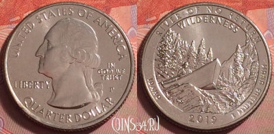 США 25 центов 2019 года P, 50 парк, UNC, 049k-104