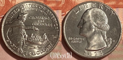 США 25 центов 2021 D, Crossing the Delaware, 466q-357