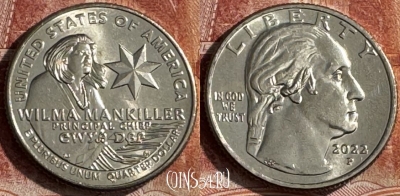 США 25 центов 2022 P, Вильма Манкиллер, UNC, 506s-053
