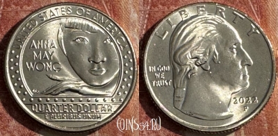США 25 центов 2022 P, Анна Мэй Вонг, UNC, 506s-056