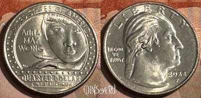 США 25 центов 2022 P, Анна Мэй Вонг, UNC, s509s-132