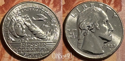 США 25 центов 2023 D, Бесси Колман, s502s-058