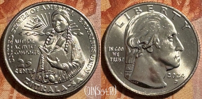 США 25 центов 2024 D, Зиткала-Ша, 502s-080