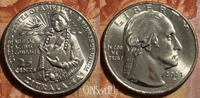 США 25 центов 2024 P, Зиткала-Ша, 502s-108