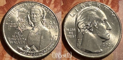 США 25 центов 2024 P, Мэри Эдвардс Уокер, 502s-137
