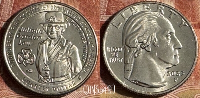 США 25 центов 2025 P, Джульетта Гордон Лоу, 501s-090