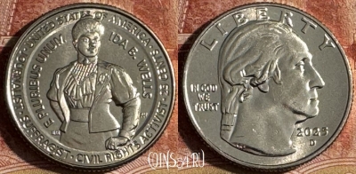 США 25 центов 2025 D, Ида Белл Уэллс, 501s-094