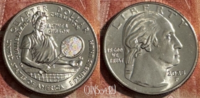 США 25 центов 2025 P, Алтея Гибсон, UNC, 506s-057