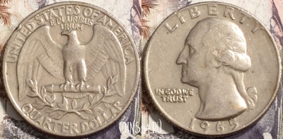 США 25 центов (квотер) 1965 года, KM# 164a, 133-105