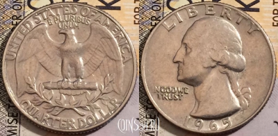 США 25 центов (квотер) 1965 года, KM# 164a, 202-144