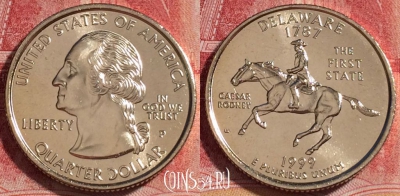 США 25 центов (квотер) 1999 года P, KM# 293, UNC, 262-062