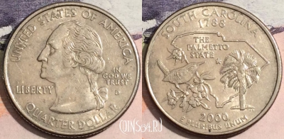 США 25 центов (квотер) 2000 года D, KM# 307, 170-113