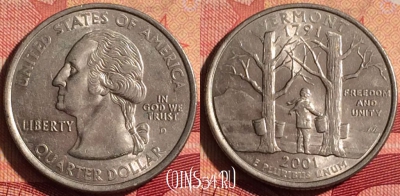 США 25 центов (квотер) 2001 года D, KM# 321, 235i-058
