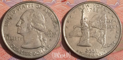 США 25 центов (квотер) 2001 года P, KM# 318, a138-005