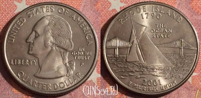 США 25 центов (квотер) 2001 года P, KM# 320, 356-055