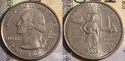 США 25 центов (квотер) 2003 года P, KM# 343, UNC, 160-039