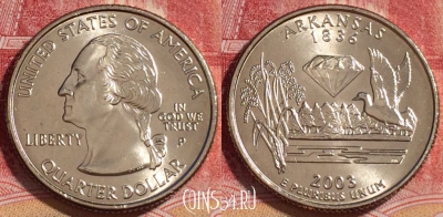 США 25 центов (квотер) 2003 года P, KM# 347, UNC, 262-056