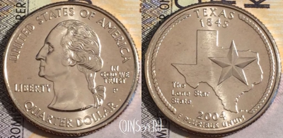 США 25 центов (квотер) 2004 года P, KM# 357, UNC, 160-029
