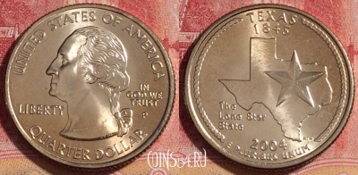 США 25 центов (квотер) 2004 года P, KM# 357, UNC, 262-070