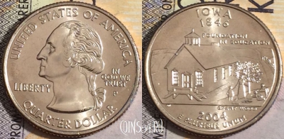 США 25 центов (квотер) 2004 года P, KM# 358, UNC, 160-056