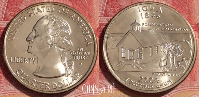США 25 центов (квотер) 2004 года P, KM# 358, UNC, 262-068