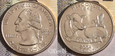 США 25 центов (квотер) 2004 года P, KM# 359, UNC, 160-058