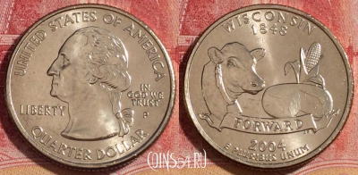 США 25 центов (квотер) 2004 года P, KM# 359, UNC, 262-083