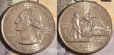 США 25 центов (квотер) 2005 года P, KM# 370, UNC, 160-021