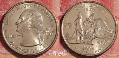 США 25 центов (квотер) 2005 года P, KM# 370, UNC, 262-082