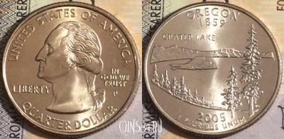 США 25 центов (квотер) 2005 года P, KM# 372, UNC, 160-057