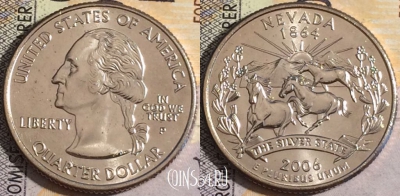 США 25 центов (квотер) 2006 года P, KM# 382, UNC, 160-030