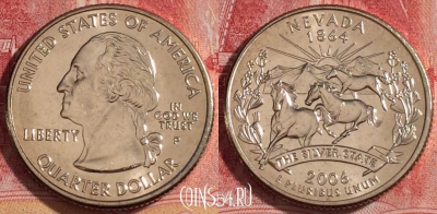 США 25 центов (квотер) 2006 года P, KM# 382, UNC, 262-067