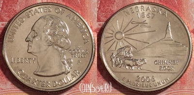 США 25 центов (квотер) 2006 года P, KM# 383, UNC, 262-054